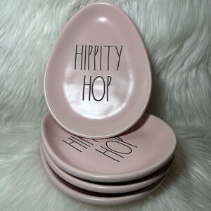 Rae Dunn Pink Hippity Hop Egg Plates Set of 4